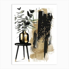 Gold And Black Abstract Painting 21 Art Print