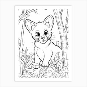 Line Art Jungle Animal Puma 2 Art Print