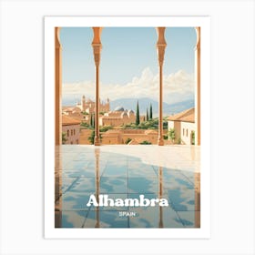 Alhambra Palace Andalusia Spain Travel Art Illustration 1 Art Print
