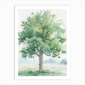 Lime Tree Atmospheric Watercolour Painting 4 Art Print