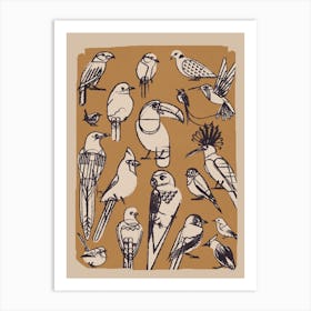 Minimalist Birds Line Art 1 Art Print