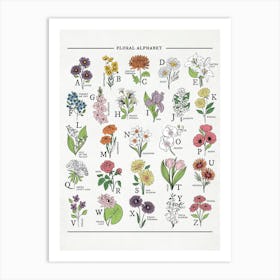 Floral Alphabet Bright & Bold Art Print