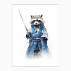 Puppy Racoon As A Jedi Watercolour 4 Art Print