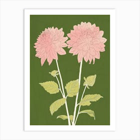 Pink & Green Dahlia 2 Art Print