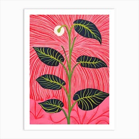Pink And Red Plant Illustration Areca Palm 1 Art Print