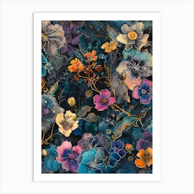 Flowers In Blue And Purple Art Print