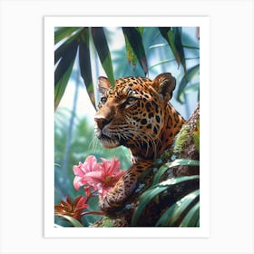 Flowers And Leopards 1 Poster