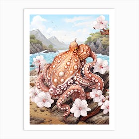 Coconut Octopus Illustration 8 Art Print