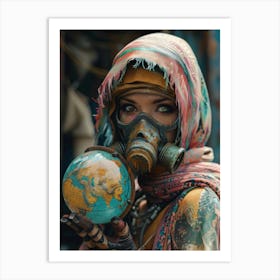 Girl In A Gas Mask Art Print