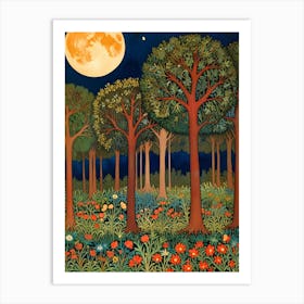 William Morris Moonlight In The Forest 75 Art Print