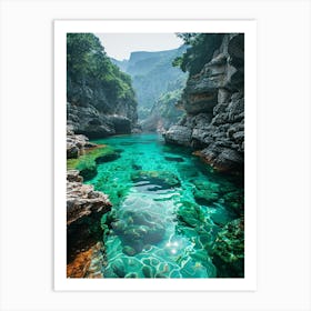 Blue Water In A Gorge Art Print