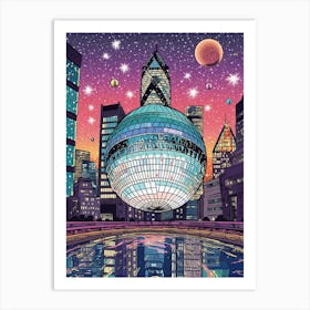 London Downtown Giant Disco Ball 2 Art Print