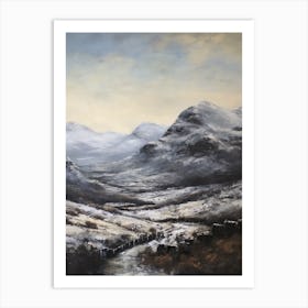 Vintage Winter Painting Snowdonia National Park United Kingdom 2 Art Print