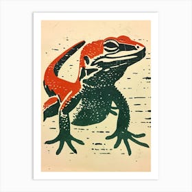 Red Mediterranean House Gecko Bold Block 1 Art Print