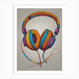 Headphones Canvas Print 2 Art Print