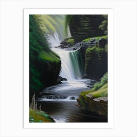 Pistyll Rhaeadr, United Kingdom Peaceful Oil Art  (1) Art Print