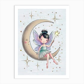 Fairy On The Moon 1 Art Print