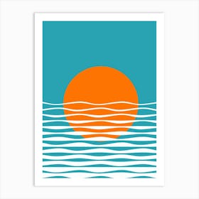 A Wave lines and Sun Art Print