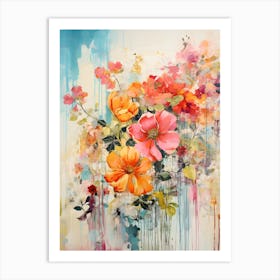 Vintage Bright Flowers 15 Art Print