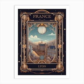 Lyon, France, Tarot Card Travel  Line Art 2 Art Print