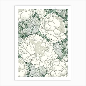 Duchesse De Nemours Peonies 3 Drawing Art Print