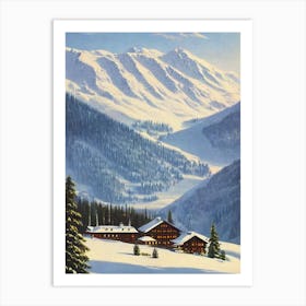 Pitztal, Austria Ski Resort Vintage Landscape 1 Skiing Poster Art Print