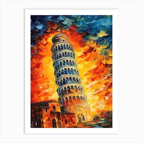 Tower Of Pisa Van Gogh Style 1 Art Print