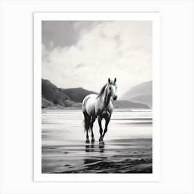 A Horse Oil Painting In Rhossili Bay, Wales Uk, Portrait 4 Art Print