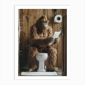 Gorilla In Bathroom Art Print