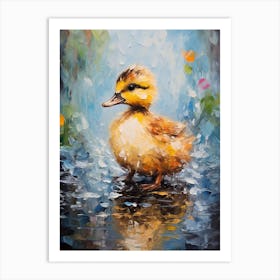 Brushstroke Duckling Impressionism Inspired 1 Art Print