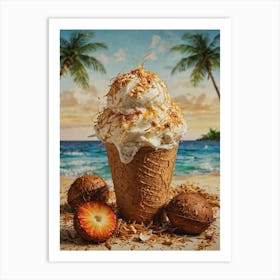 Ice Cream Cone On The Beach 8 Art Print