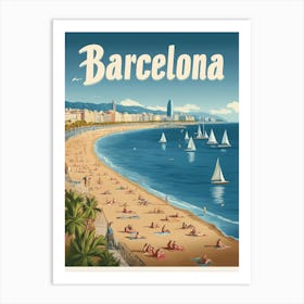 Aihrgdesign A Mid Century Modern Travel Poster For Barcelona 1 Art Print