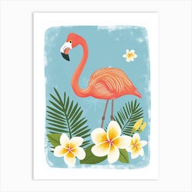 Jamess Flamingo And Plumeria Minimalist Illustration 1 Art Print