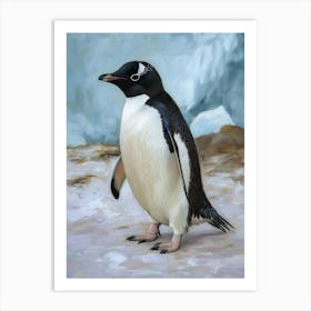 Adlie Penguin Saunders Island Oil Painting 2 Art Print