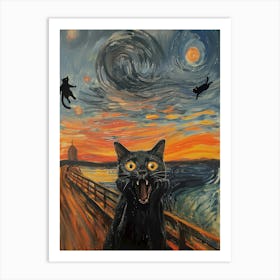 Cat On The Scream Art Print