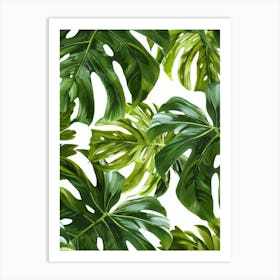 Monstera Leaves Seamless Pattern Art Print