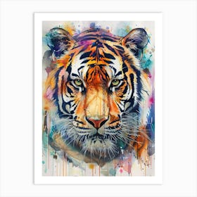 Bengal Tiger Colourful Watercolour 1 Art Print