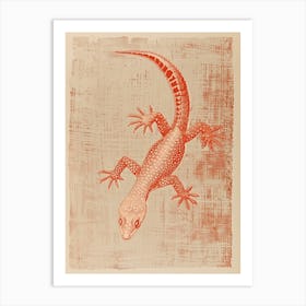 Coral Gecko Blockprint 3 Art Print