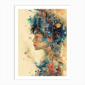 Whimsical Asian Woman In Deep Art Print