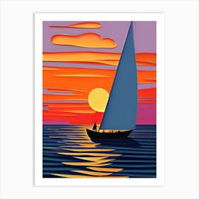 Sailboat At Sunset Art Print