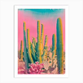 Retro Cactus Wonderland 1 Art Print