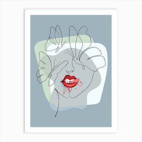 Woman'S Face With Butterflies Art Print