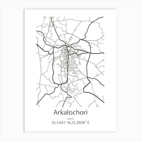 Arkalochori,Greece Minimalist Map Art Print