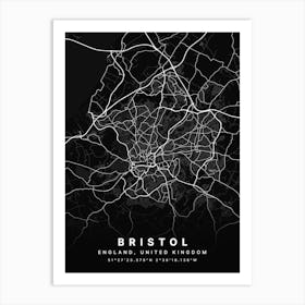 Bristol England Black Map Art Print