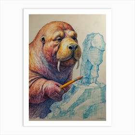 Walrus Drawing 1 Art Print