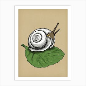 Snail On A Leaf Art Print