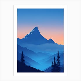 Misty Mountains Vertical Composition In Blue Tone 200 Art Print