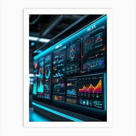 A Digitally Illustrated Dashboard Interface For Advanced Ai Business Management Dashboards Show Met 2 1 Art Print