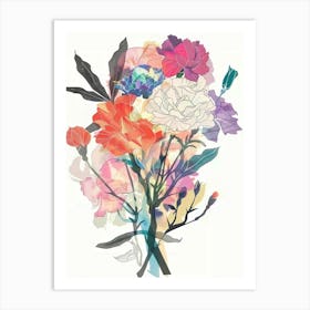 Carnation 1 Collage Flower Bouquet Art Print