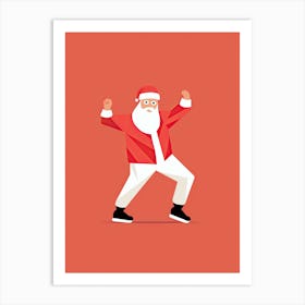 Santa Claus Dancing , Christmas Art Print